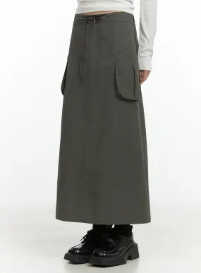 Nylon Pocket Cargo Maxi Skirt CO410