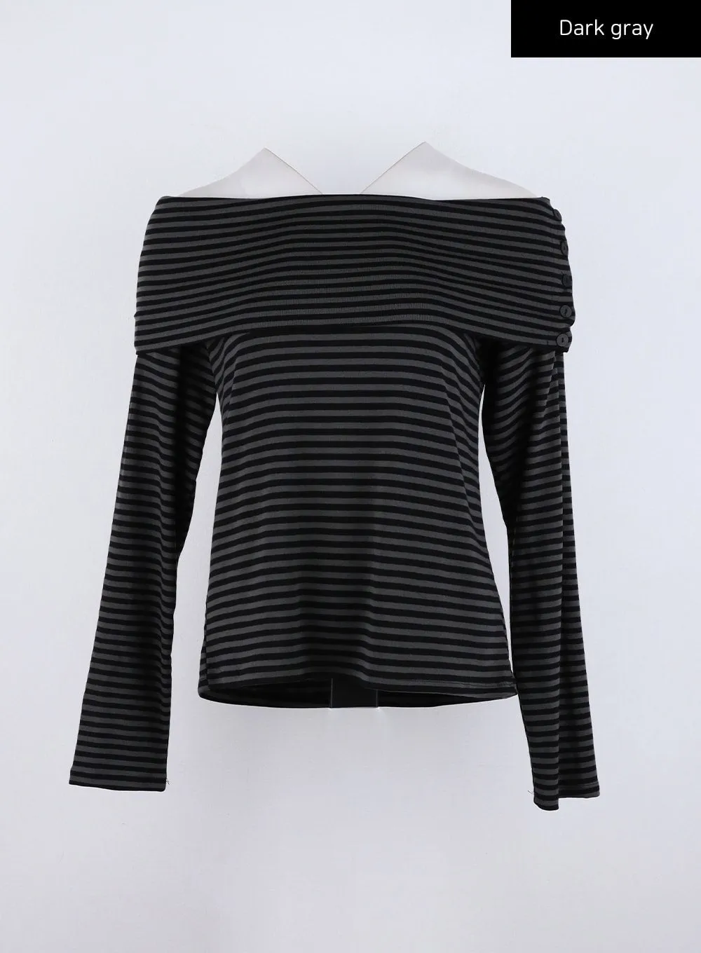 Off-Shoulder Stripe Long Sleeve Top CO324