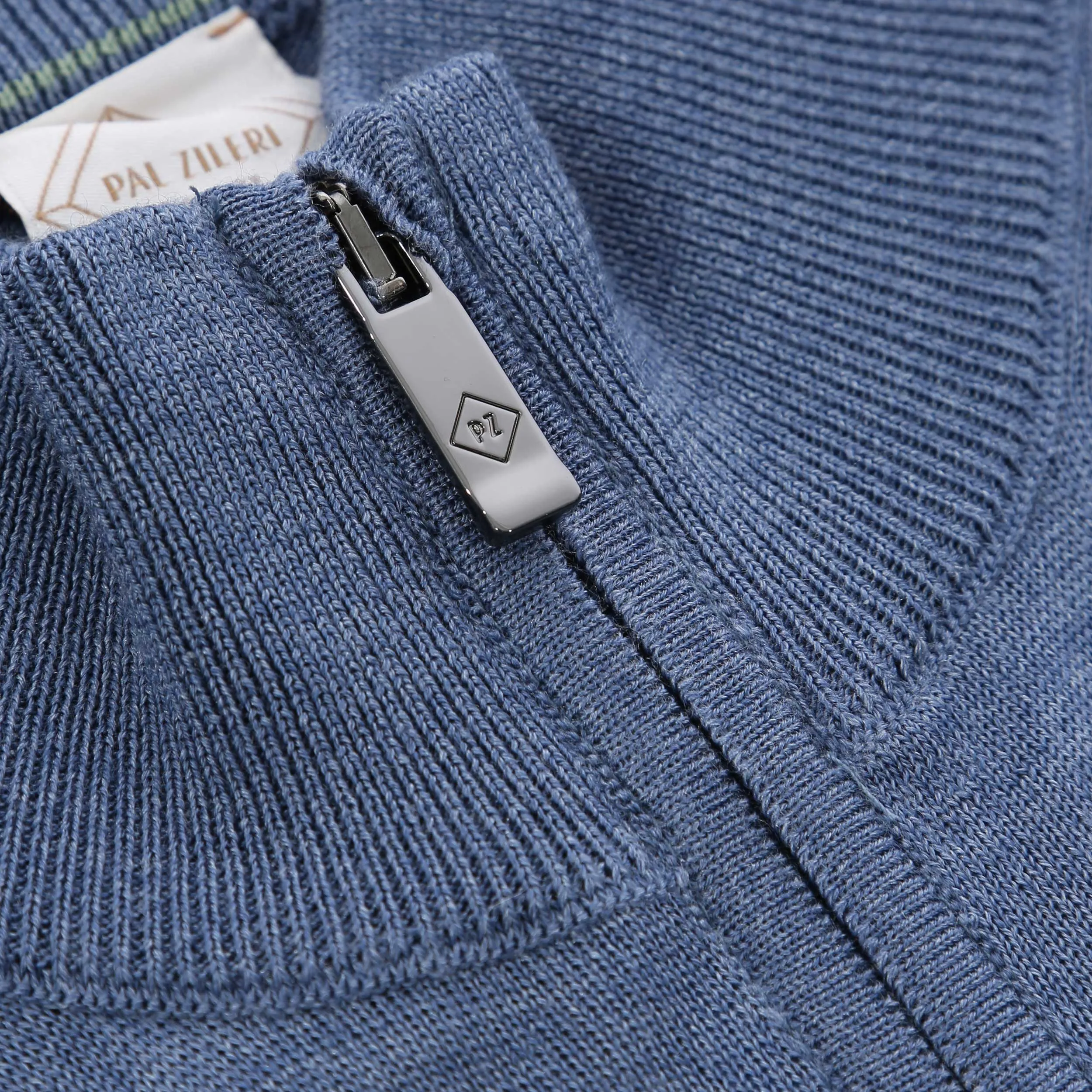 Pal Zileri Quarter Zip Knitwear in Blue Marl