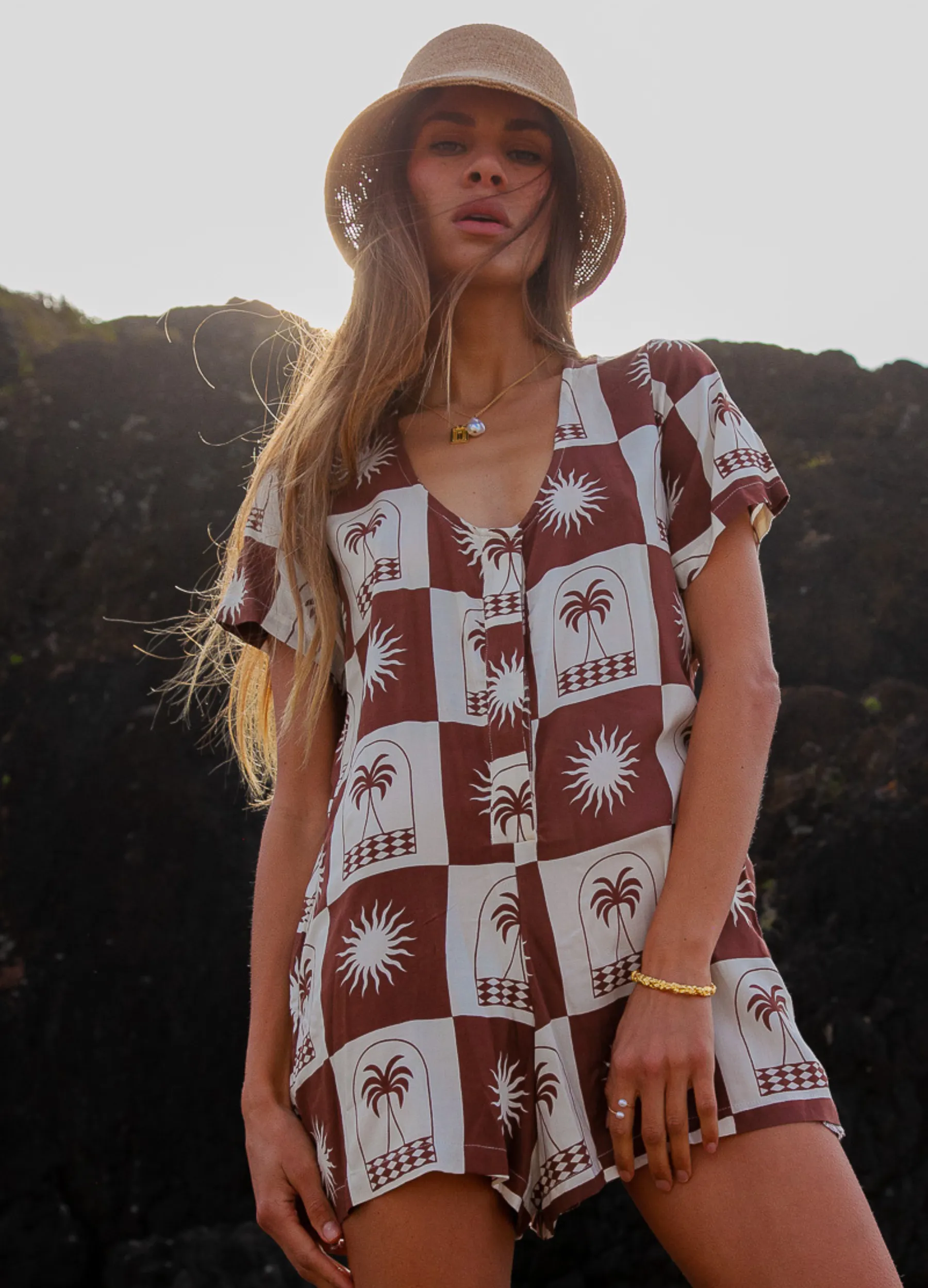 Palm Collective - Short Sleeve Bon Bon Playsuit