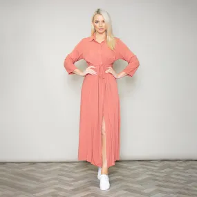 Pillo Peach Maxi Shirt Dress