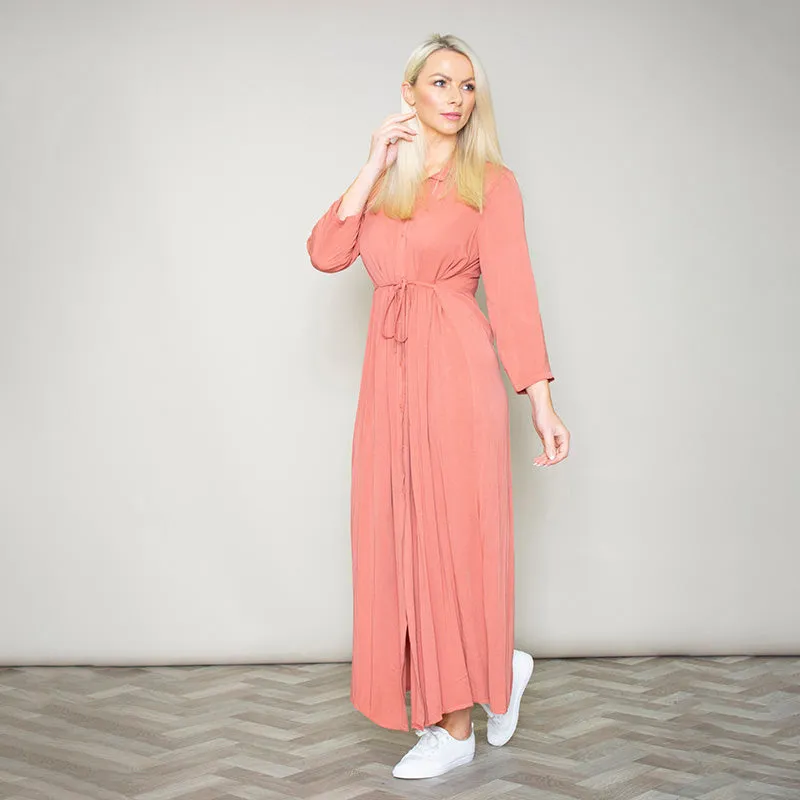 Pillo Peach Maxi Shirt Dress