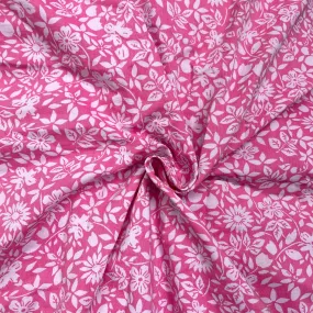 Pink With White Floral Print Crepe Fabric