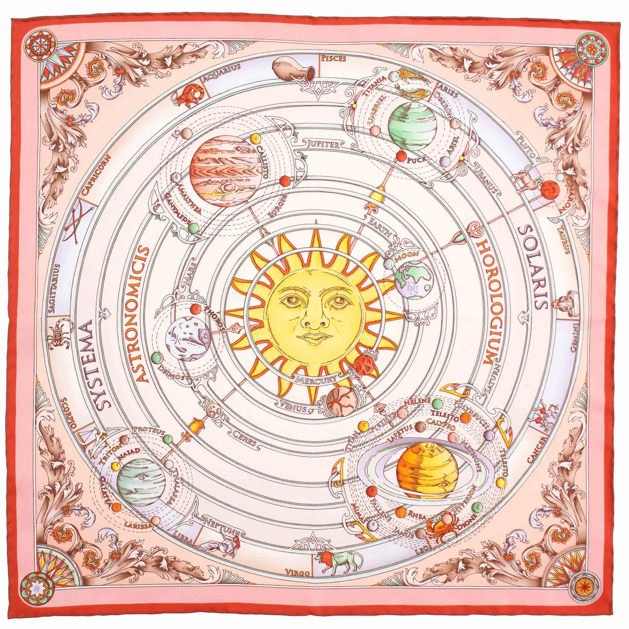 Planetarium Pink Pocket Square