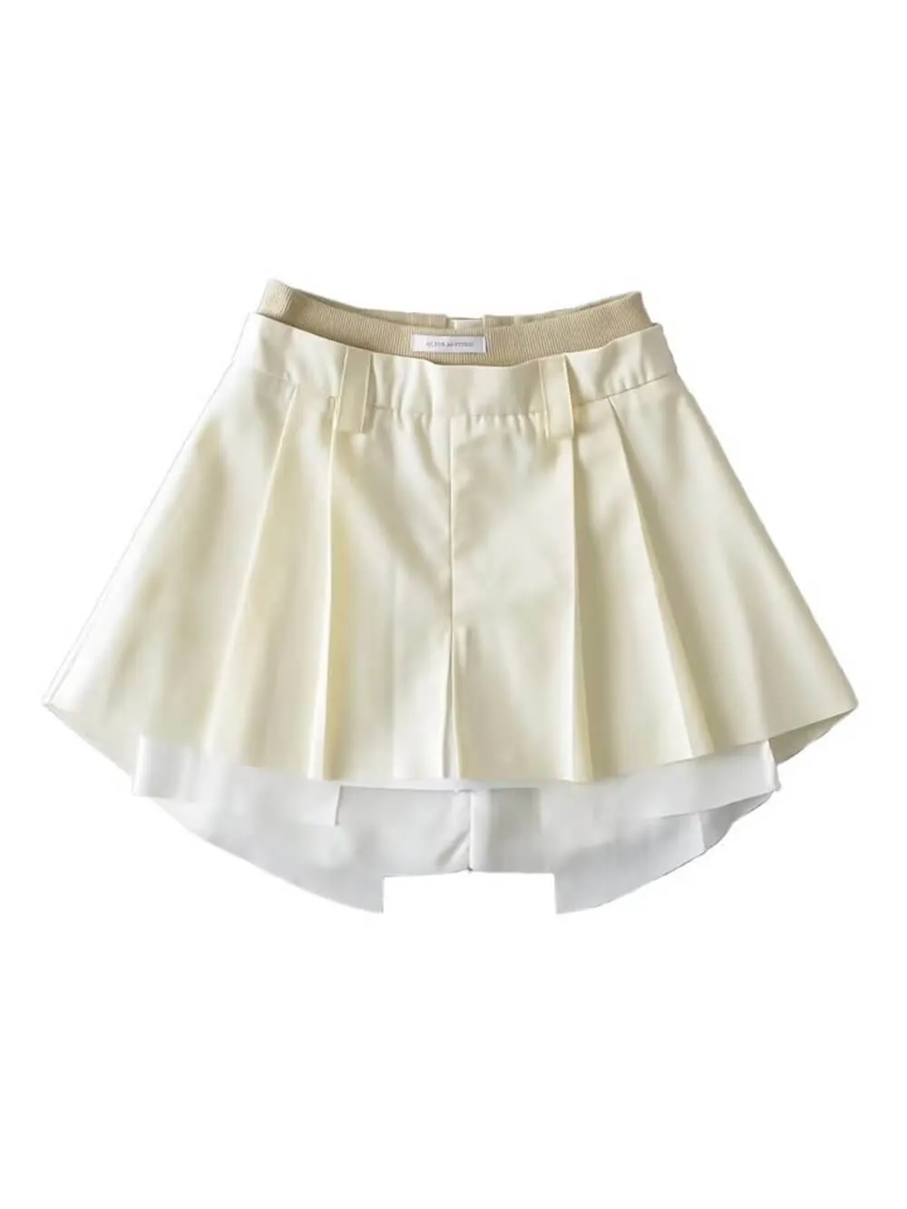 Pleated Frayed Mini Skirt