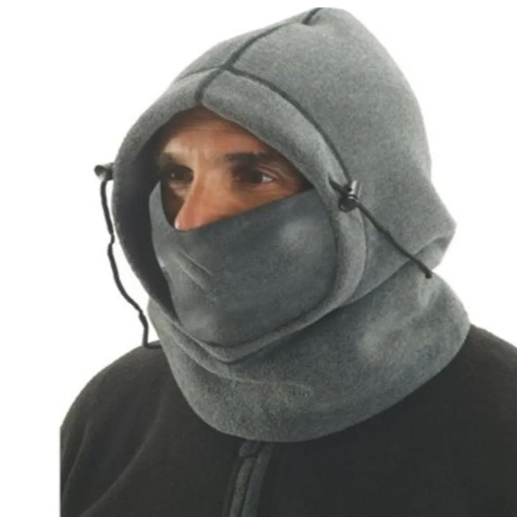 PolarEx 6-in-1 Fleece Hood - Versatile Grey Winter Accessory