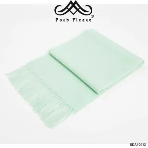 POSH FLEECE Pure Wool Scarf with Fringe Mint