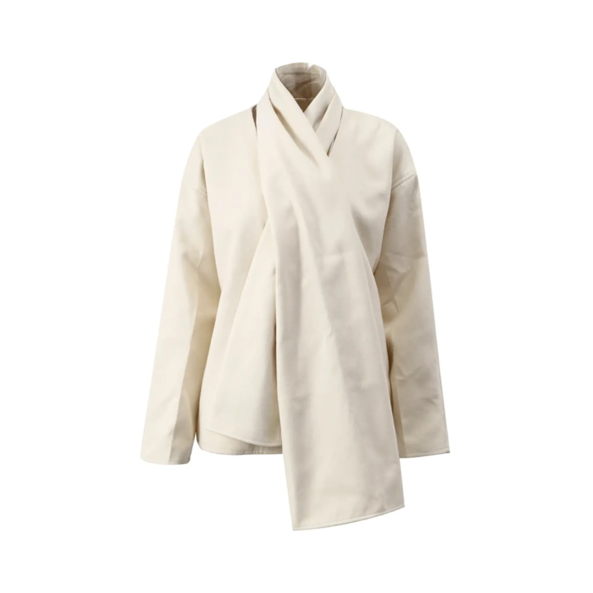 Pre Order:  Classic Scarf-Collarless Loose Jacket