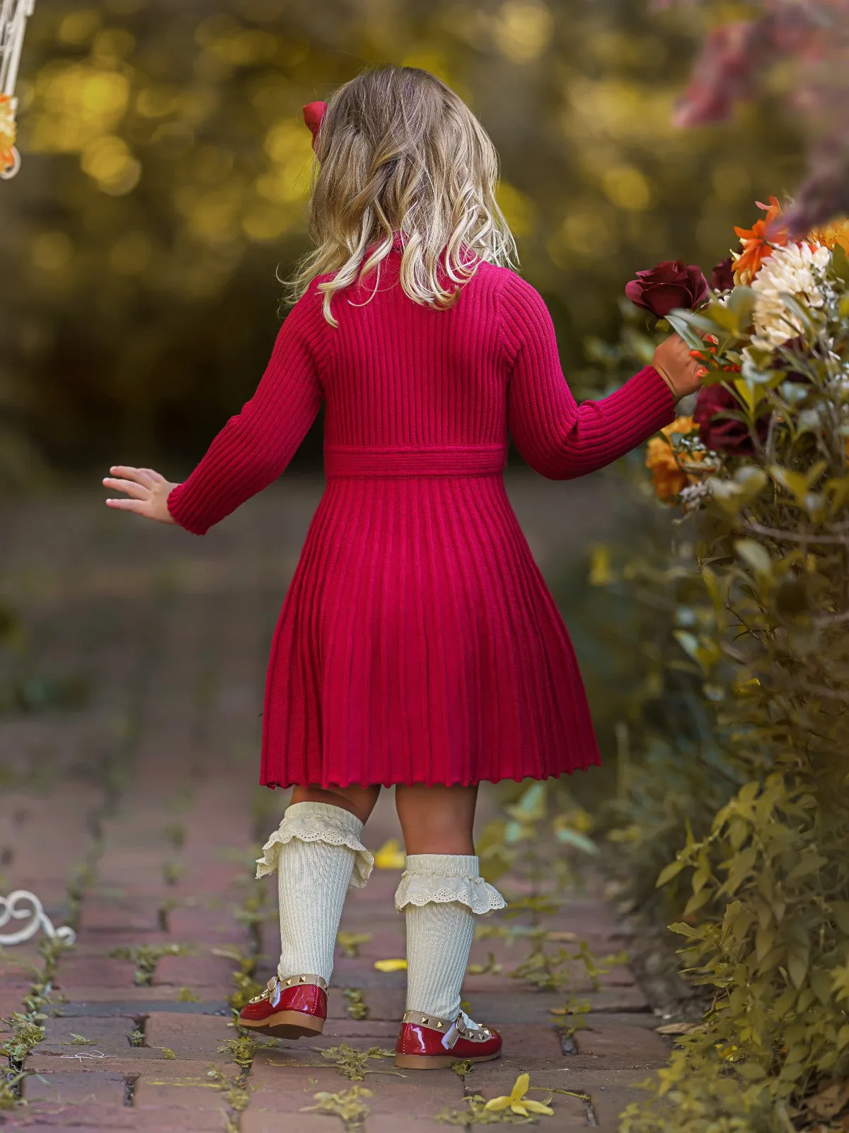 Prim and Proper Pleated Sweater Dress