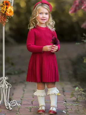 Prim and Proper Pleated Sweater Dress