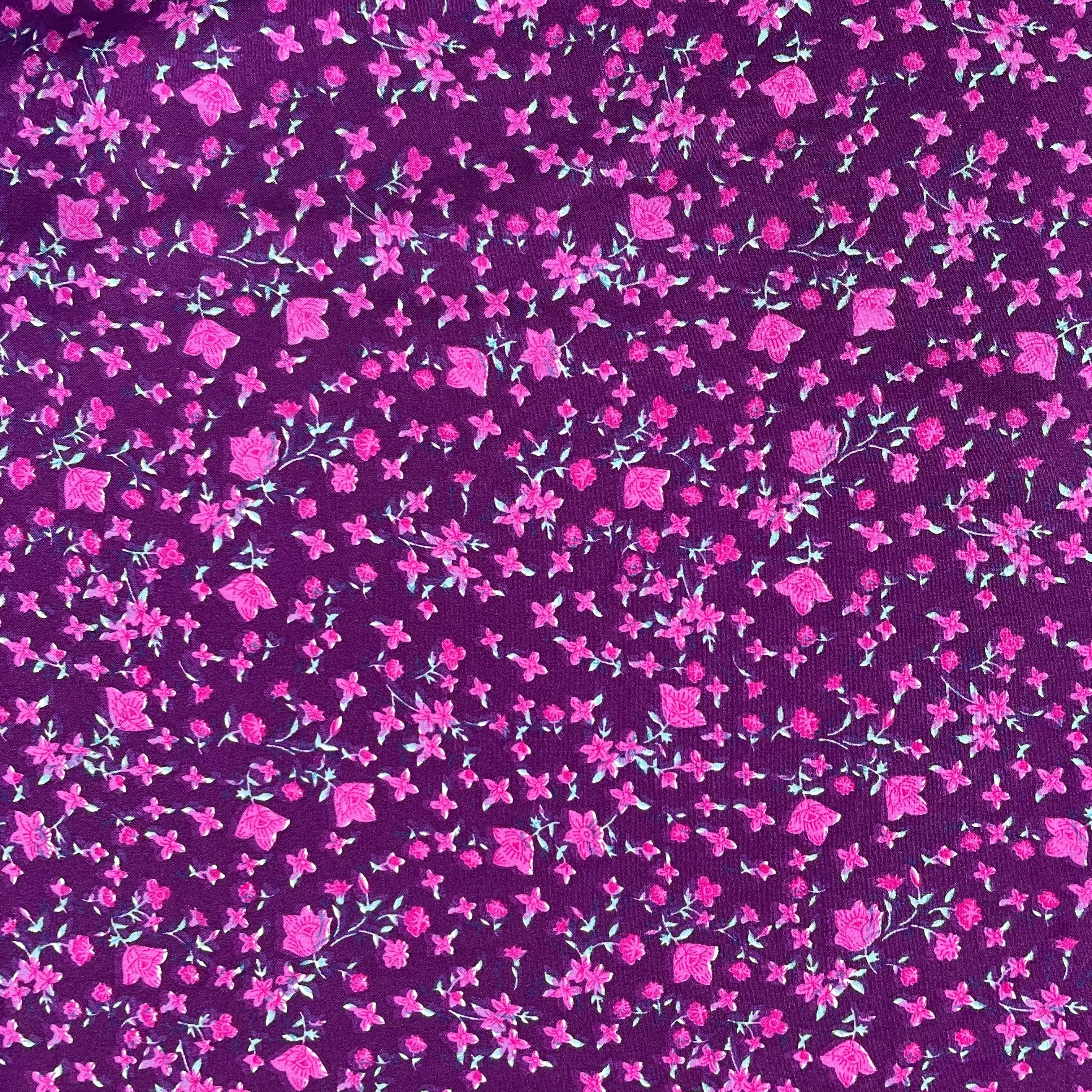 Purple Floral Crepe Fabric