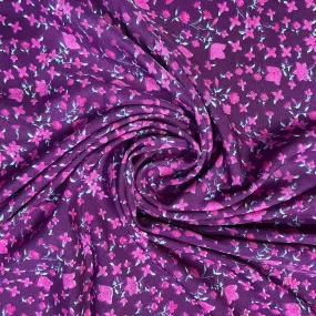 Purple Floral Crepe Fabric