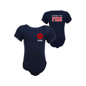 RED MALTESE CROSS Firefighter Personalized Navy Baby Bodysuit (ONLY)