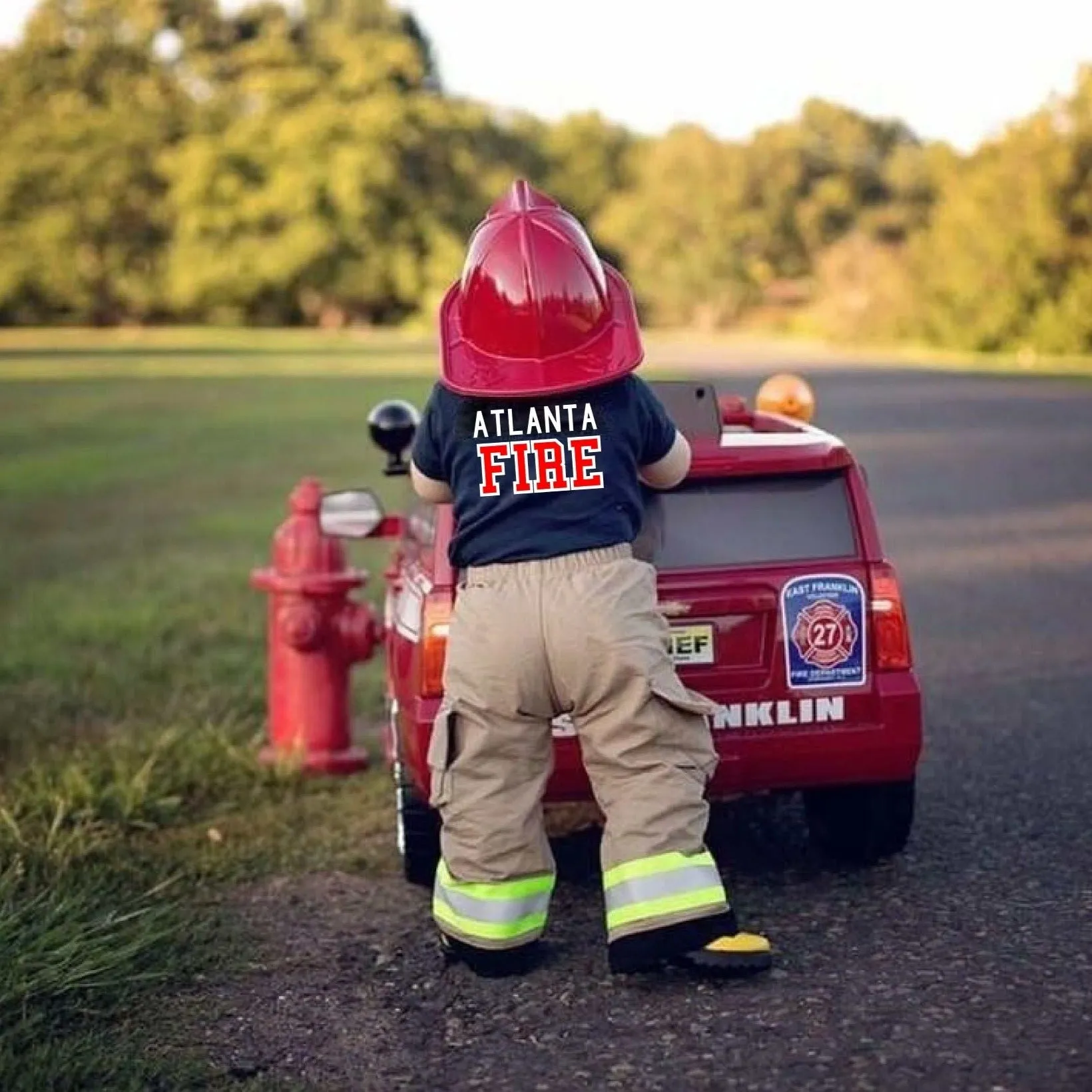 RED MALTESE CROSS Firefighter Personalized Navy Baby Bodysuit (ONLY)