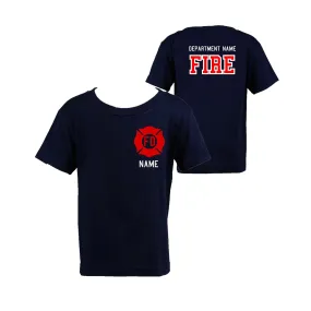 RED MALTESE CROSS Firefighter Personalized Navy Toddler Shirt (ONLY)