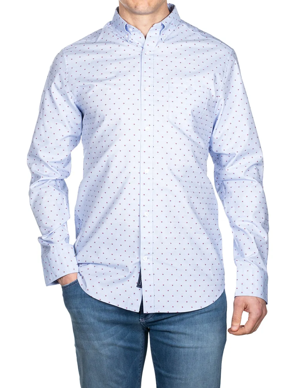 Reg Fit Coupe Dot Button-down Capri Blue