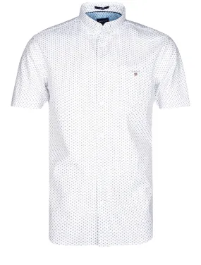 Regular Fit Oxford Micro Print Short Sleeve Button-down White