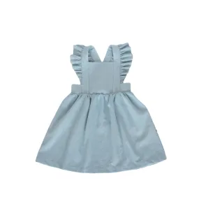 Ruffled Pinafore Dress - Denim Wash