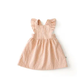 Ruffled Pinafore Dress - Gingham Peach