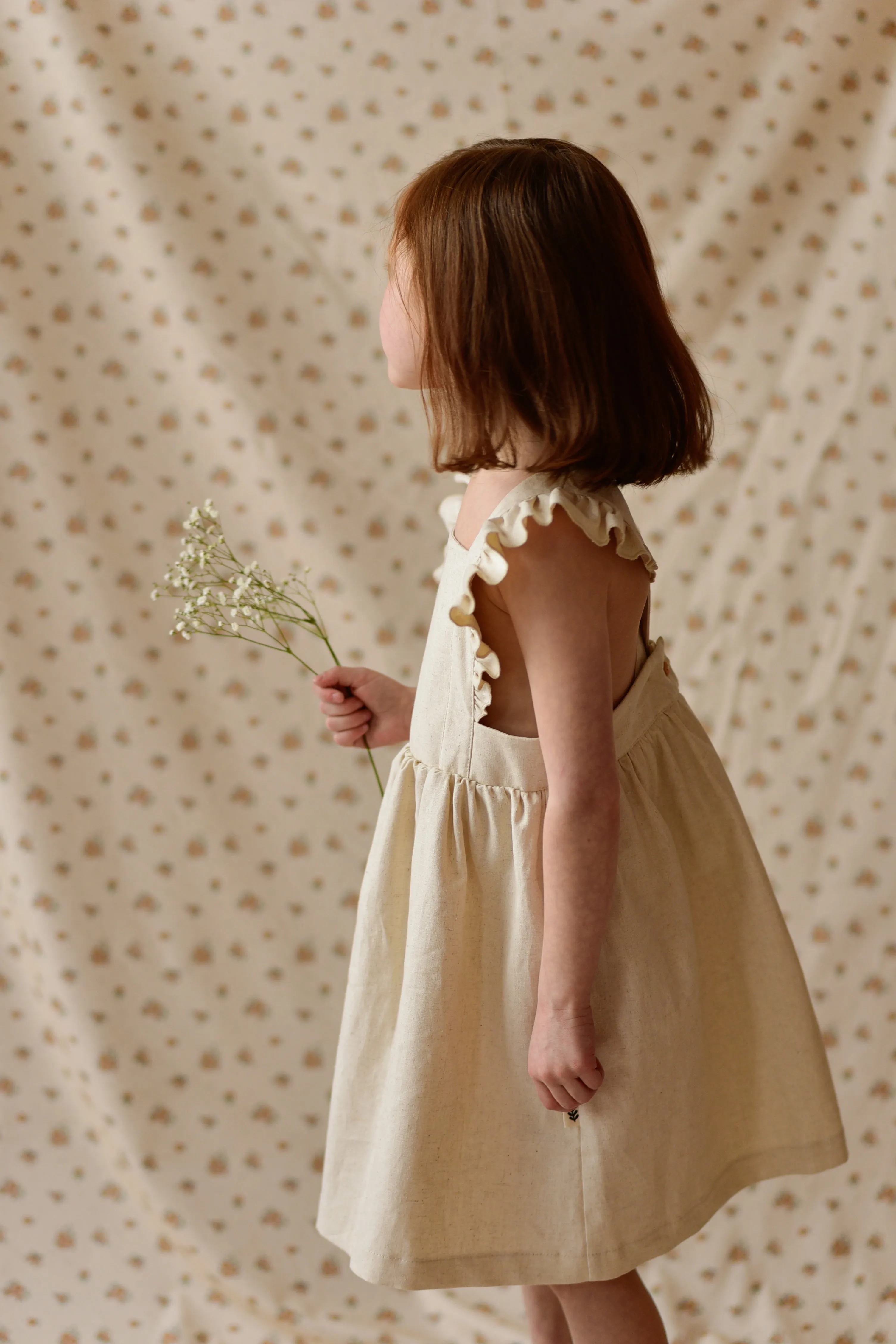 Ruffled Pinafore Dress - Gingham Shale