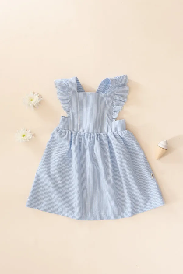 Ruffled Pinafore Dress - Gingham Shale