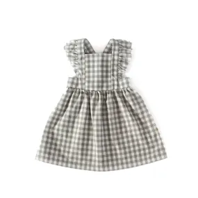 Ruffled Pinafore Dress - Gingham Shale