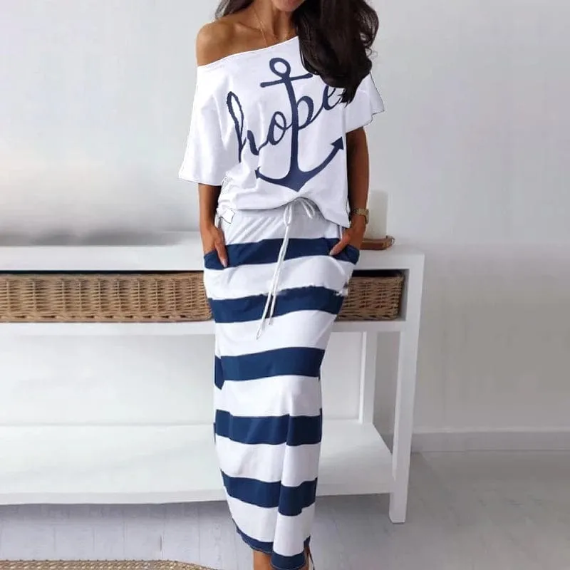 Sailor Anchor Two Piece Set Top   Skirt | OOTD