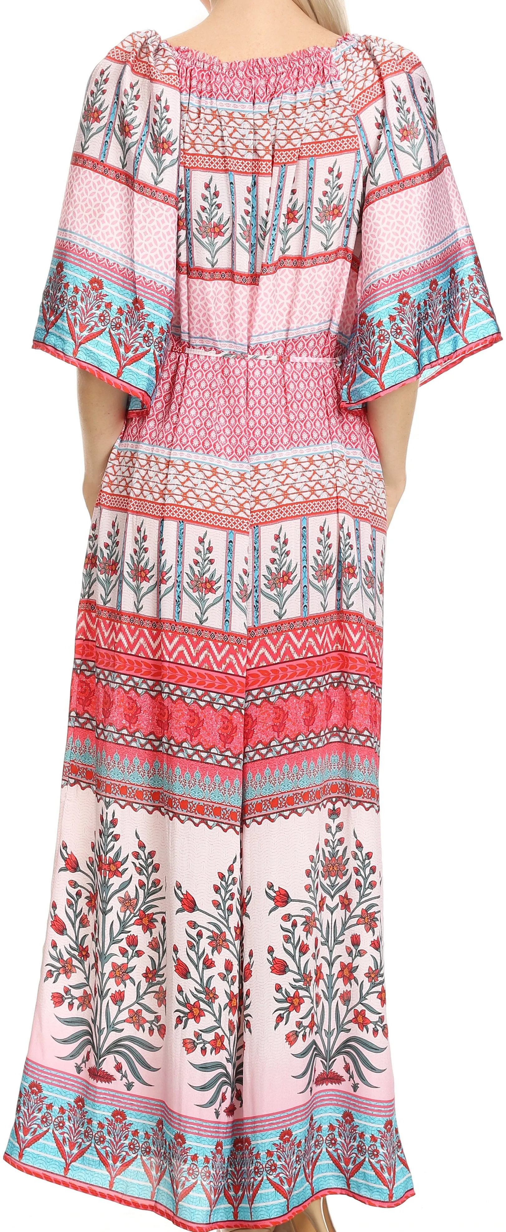 Sakkas Efiya Long Printed Kaftan Off The Shoulder Ruffled Tie-Waist Maxi Dress