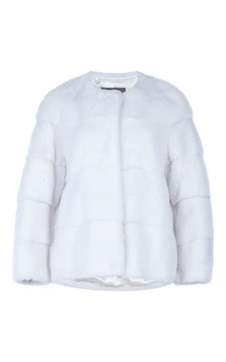 Sarah Mink Fur Jacket Bianco