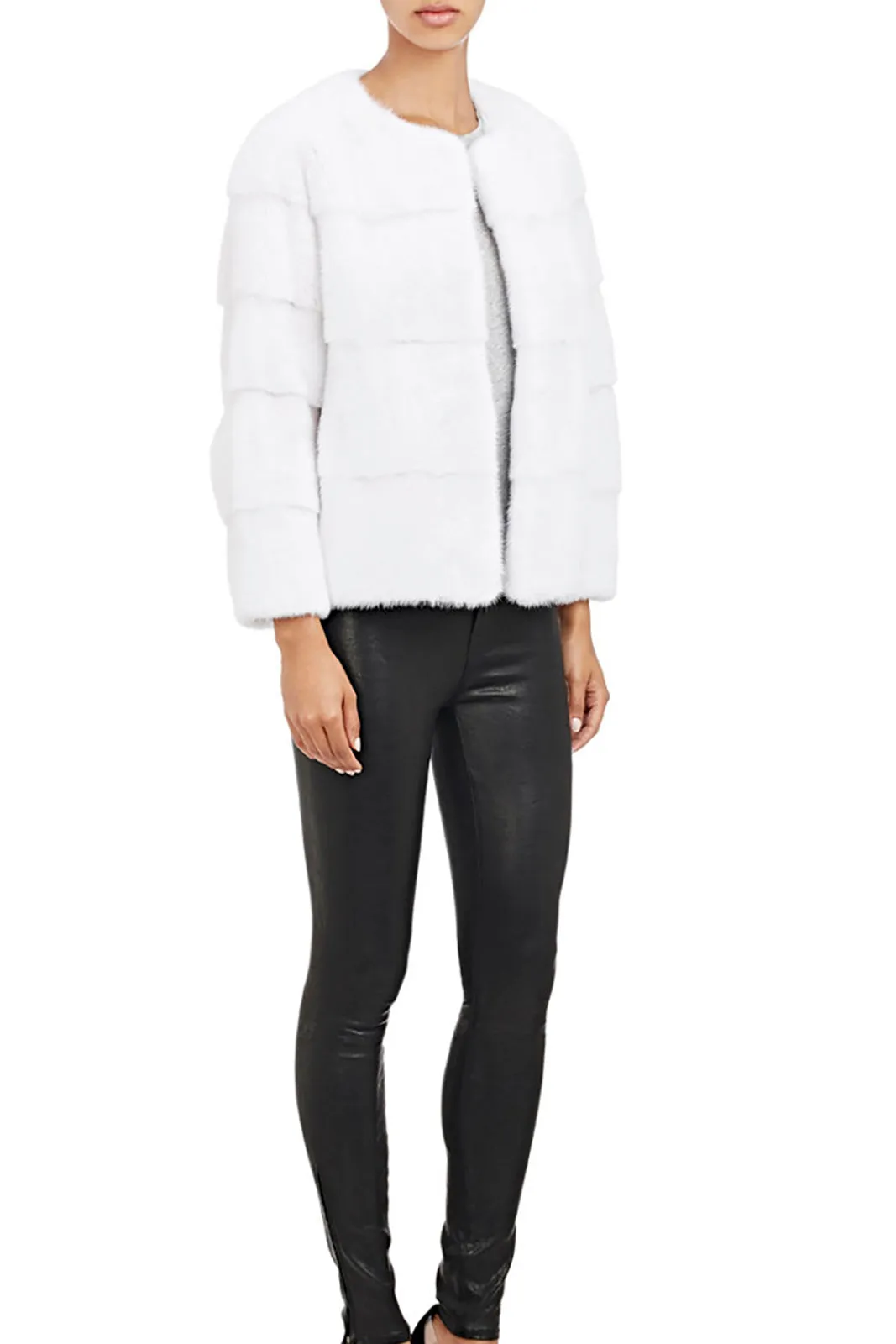 Sarah Mink Fur Jacket Bianco