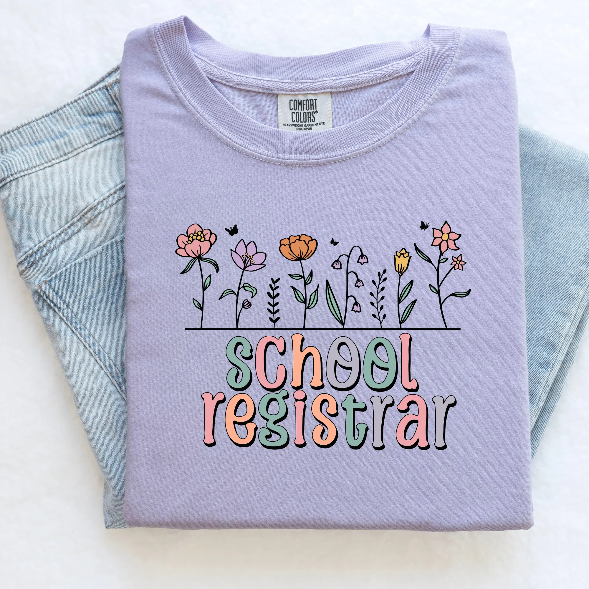 School Registrar Shirt with Flowers