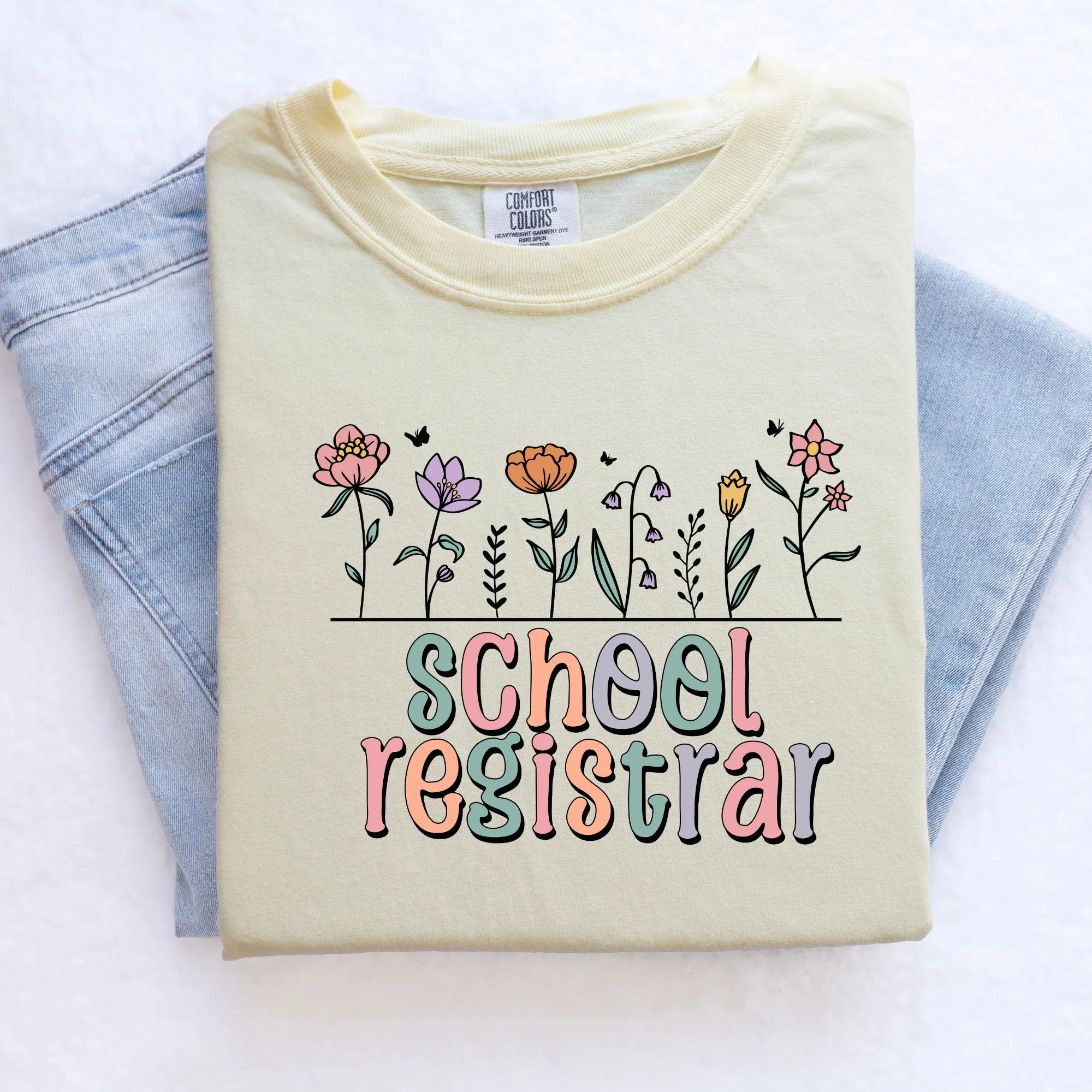 School Registrar Shirt with Flowers