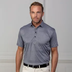 Semi-Spread Collar Polo Black Houndstooth