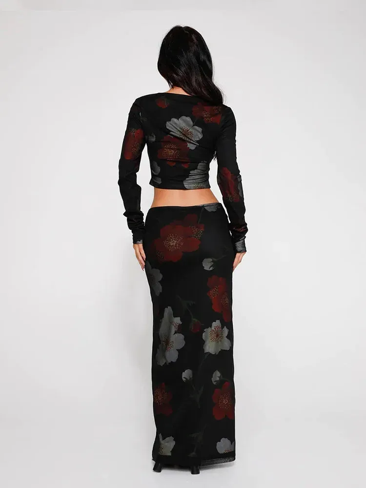 Sexy Party Printed Maxi Slim-fit 2 Piece Dress