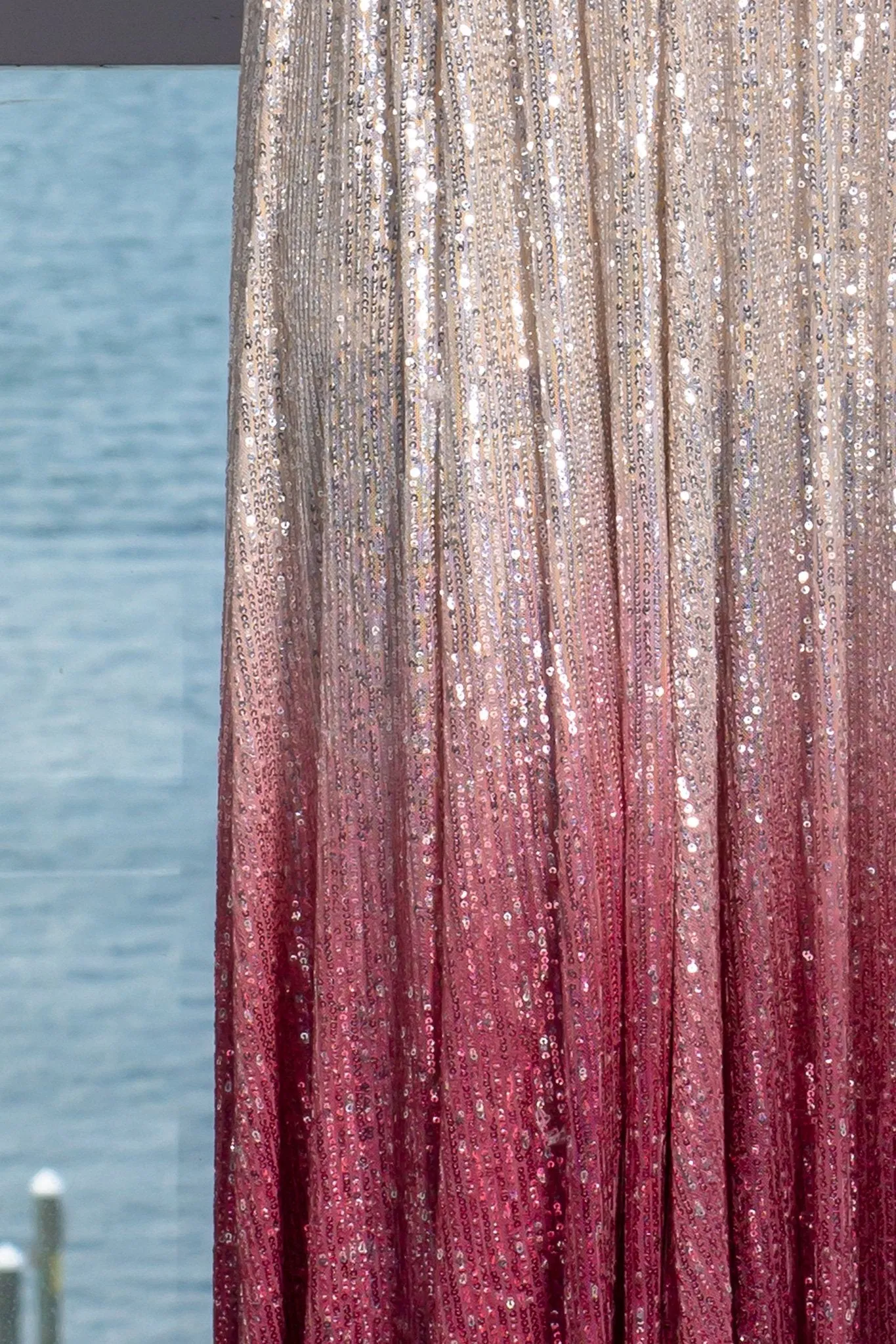 Silver and Red Ombre Maxi Dress