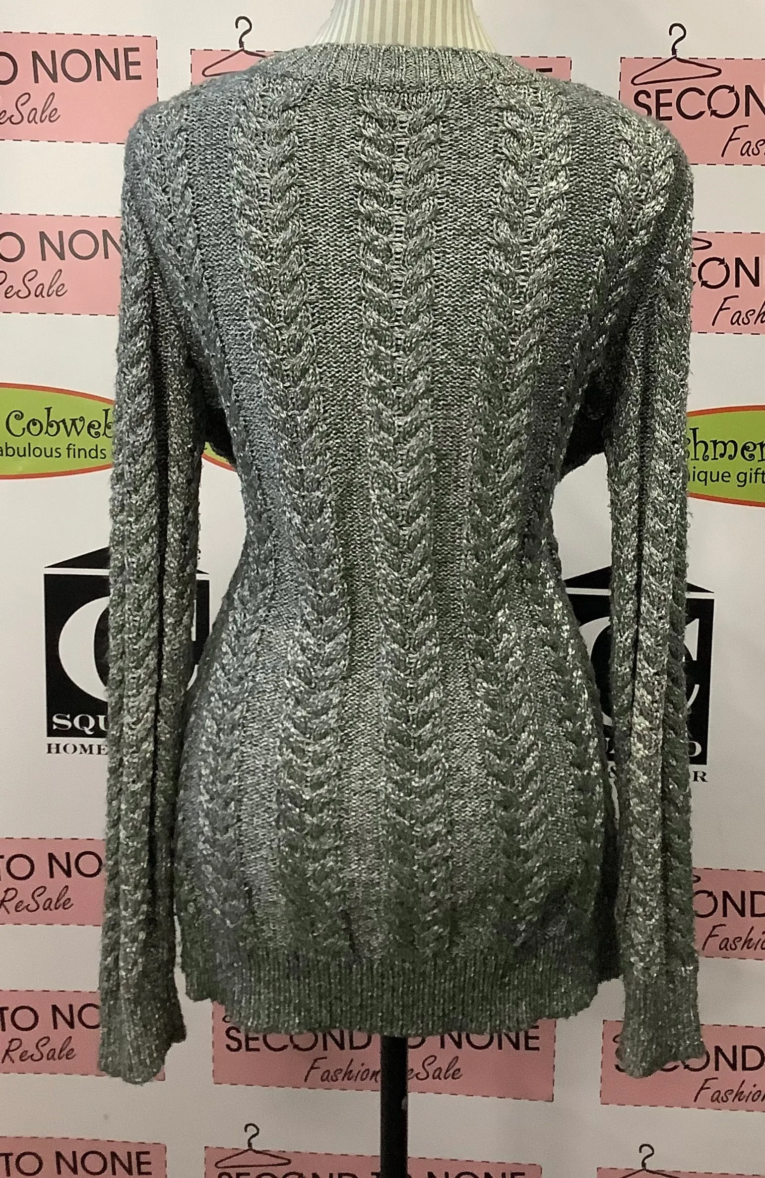 Silver Sparkle Knit Sweater (Size L)