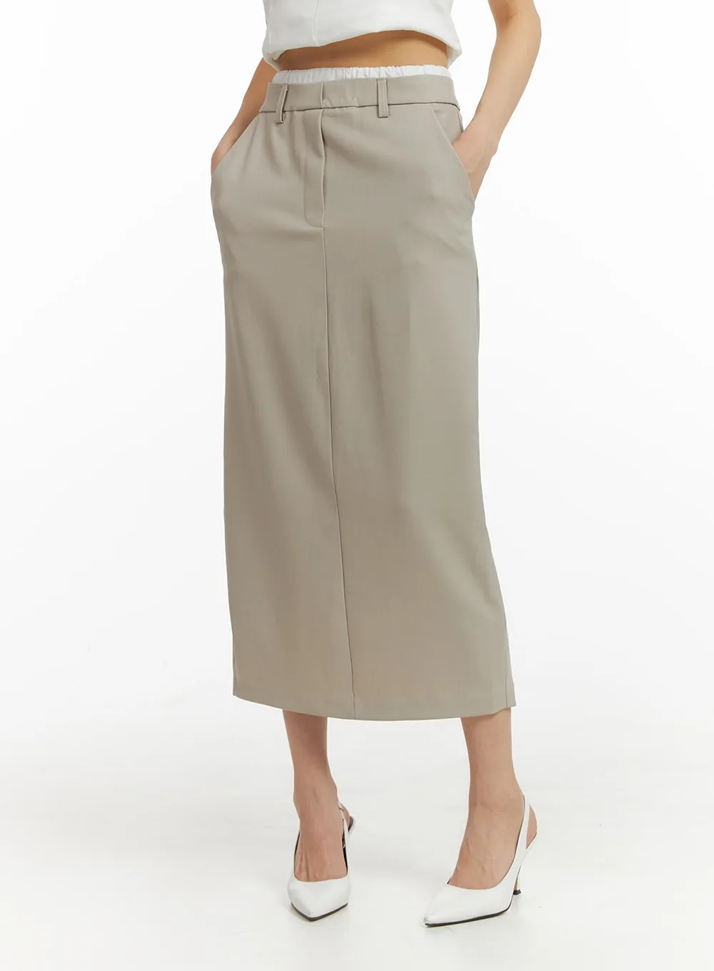 Solid Maxi Skirt IM414