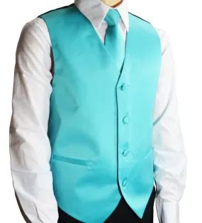 Solid Tiffany Blue Boys Tuxedo Vest and Necktie Set