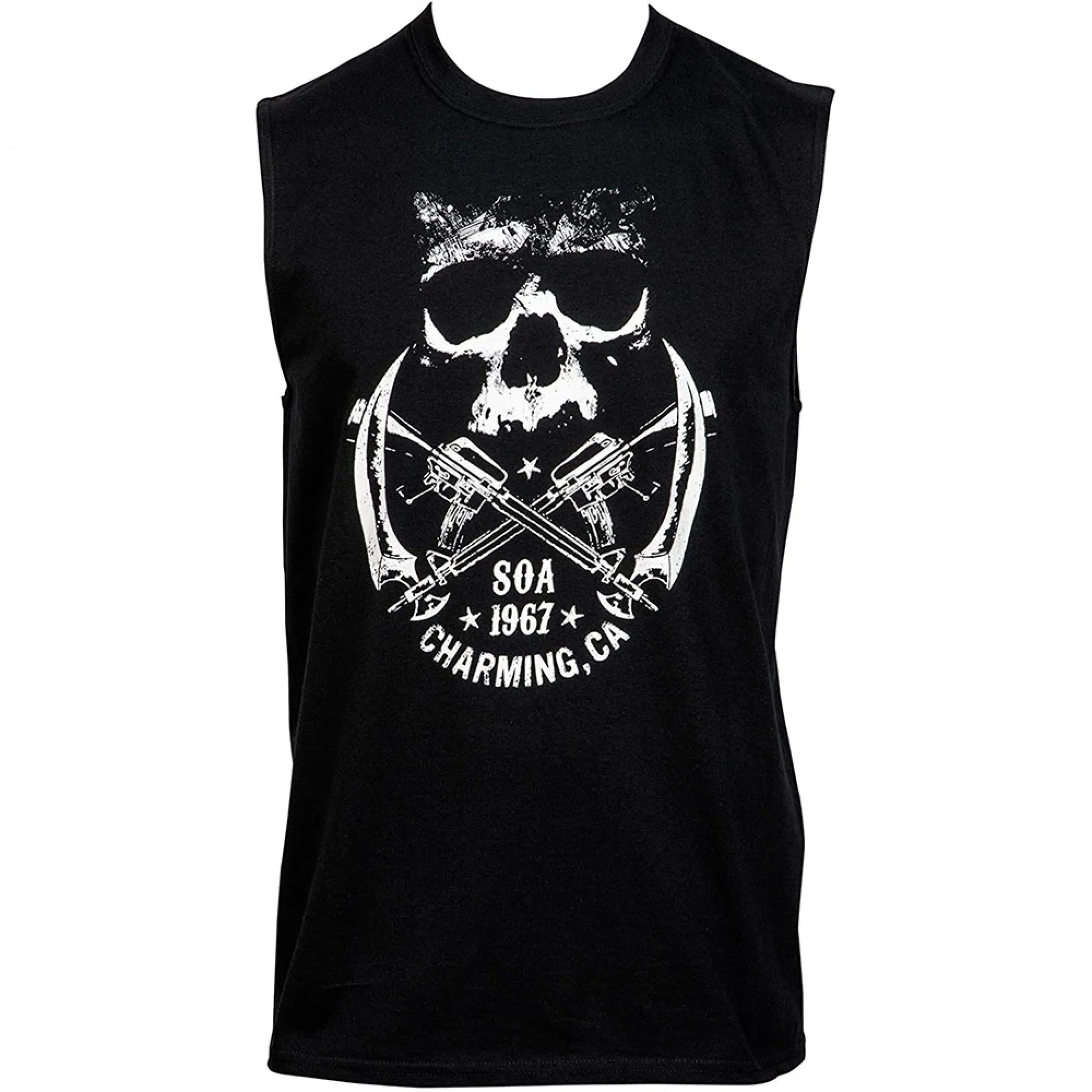 Sons of Anarchy Crossed Weapons Logo and Back Print Sleeveless T-Shirt