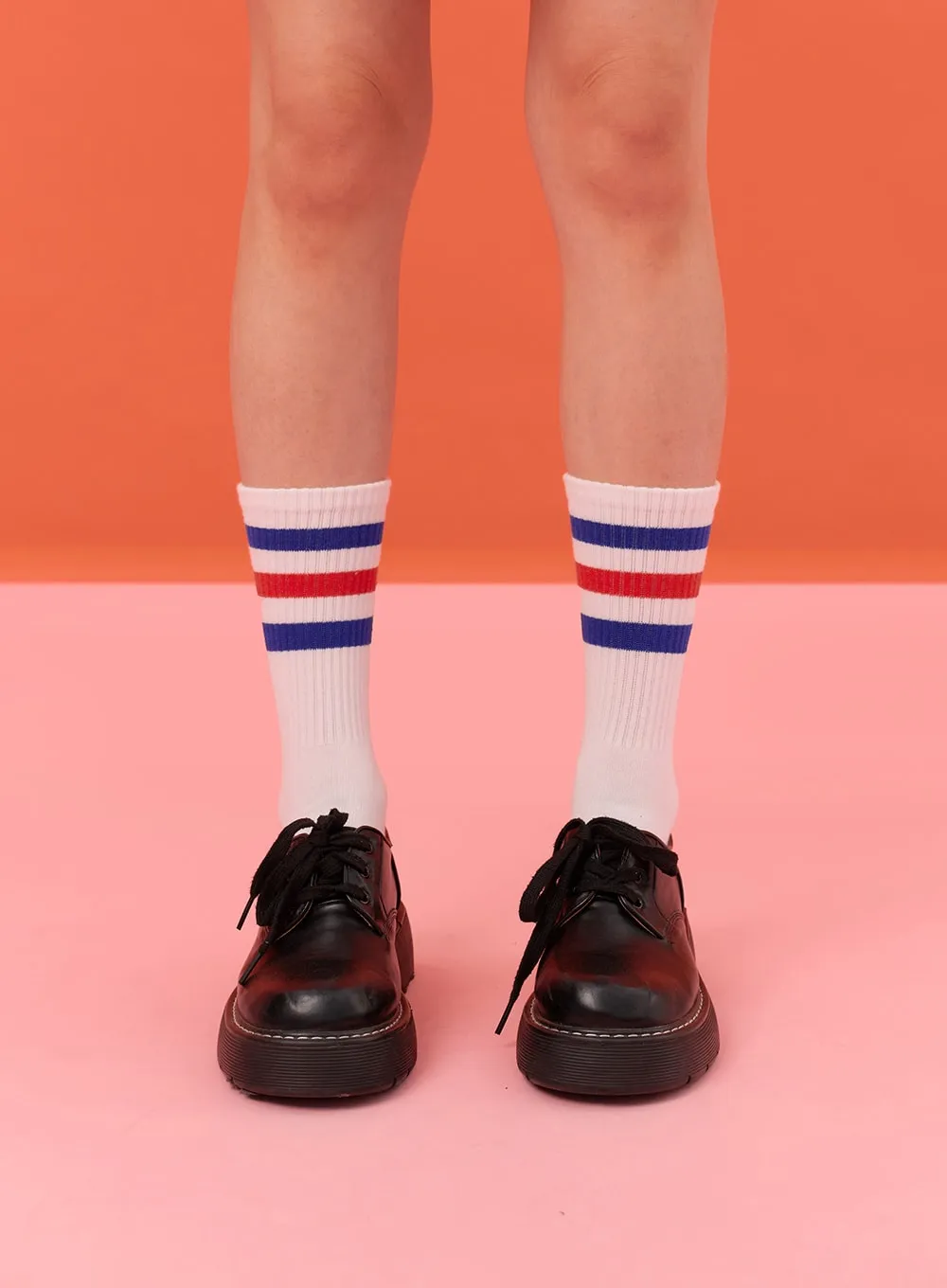 Sporty Striped Cotton Midi Socks IN302