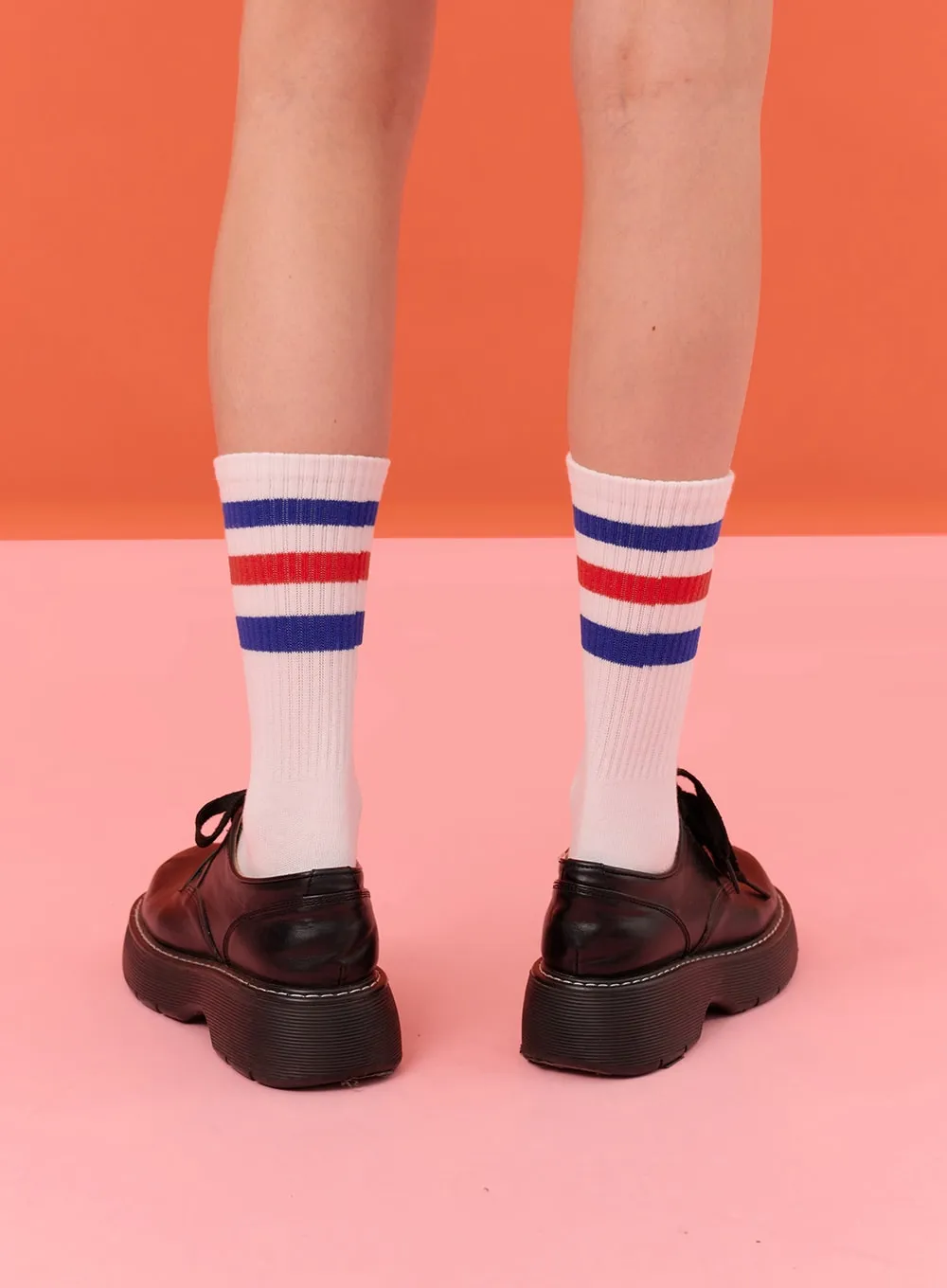 Sporty Striped Cotton Midi Socks IN302