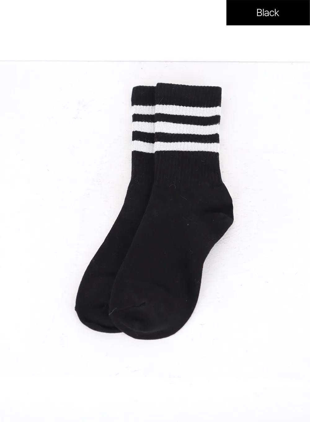 Sporty Striped Cotton Midi Socks IN302