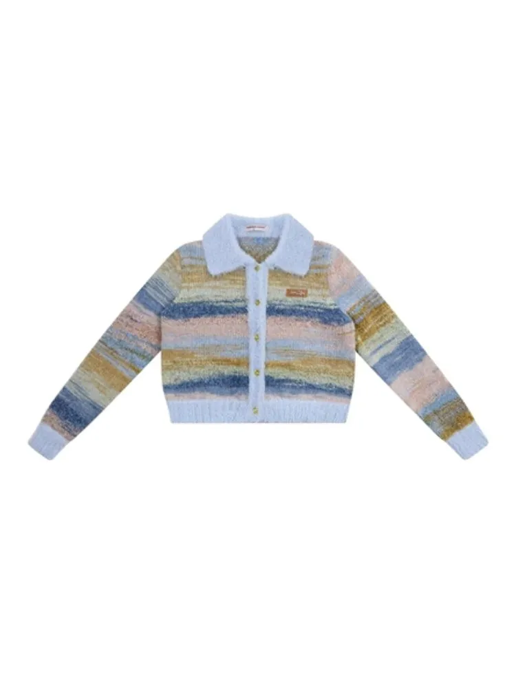 Striped Polo Neck Sweater Cardigan Jacket【s0000006141】