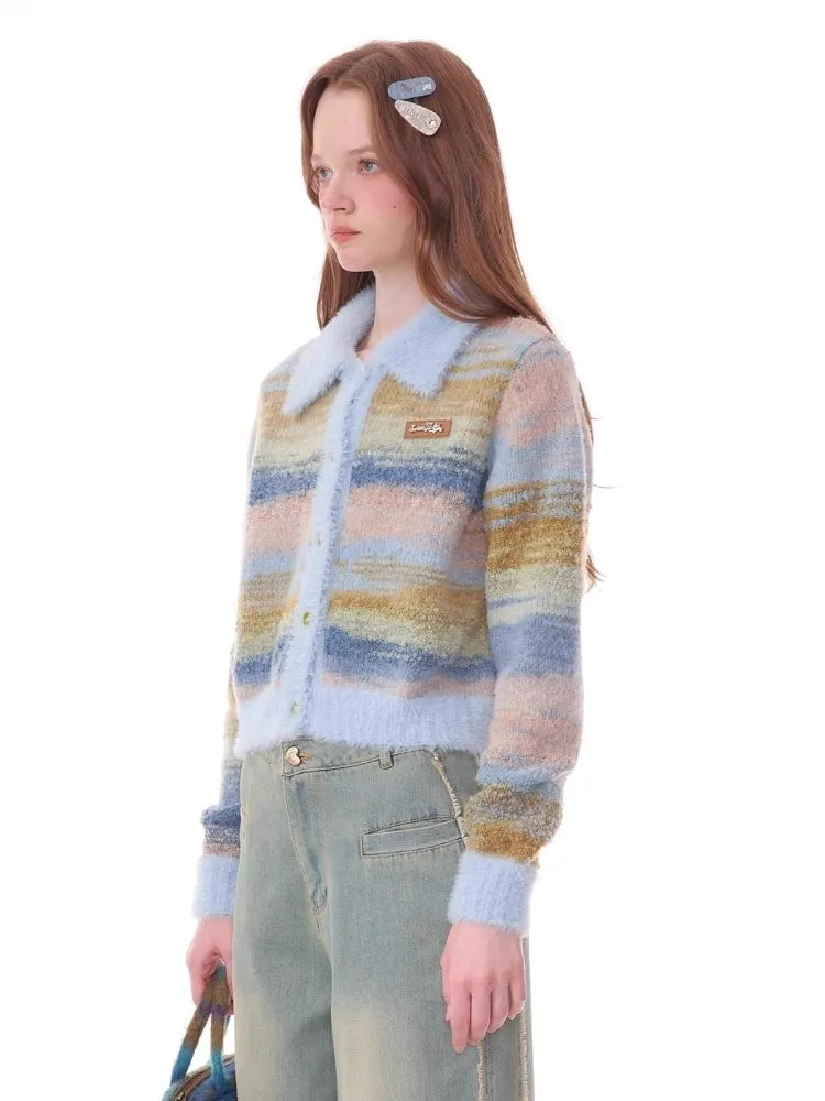 Striped Polo Neck Sweater Cardigan Jacket【s0000006141】