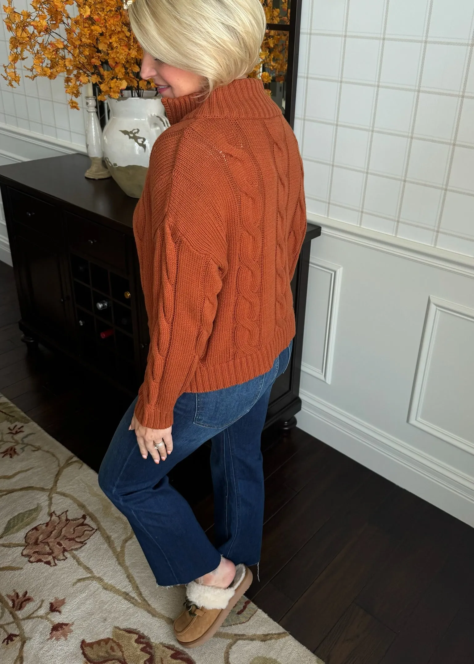 Sugarlips Wadley Zip Up Sweater in Rust