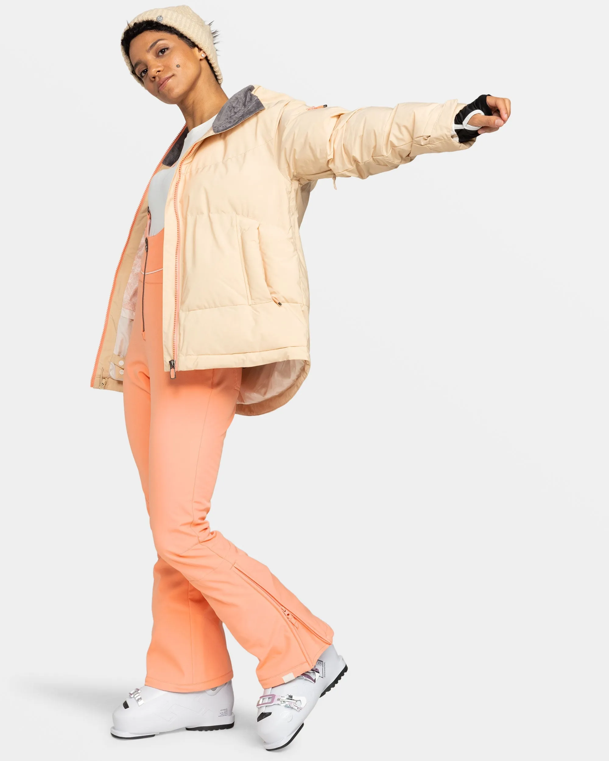 Summit Bib Snow Pant - Peach Pink