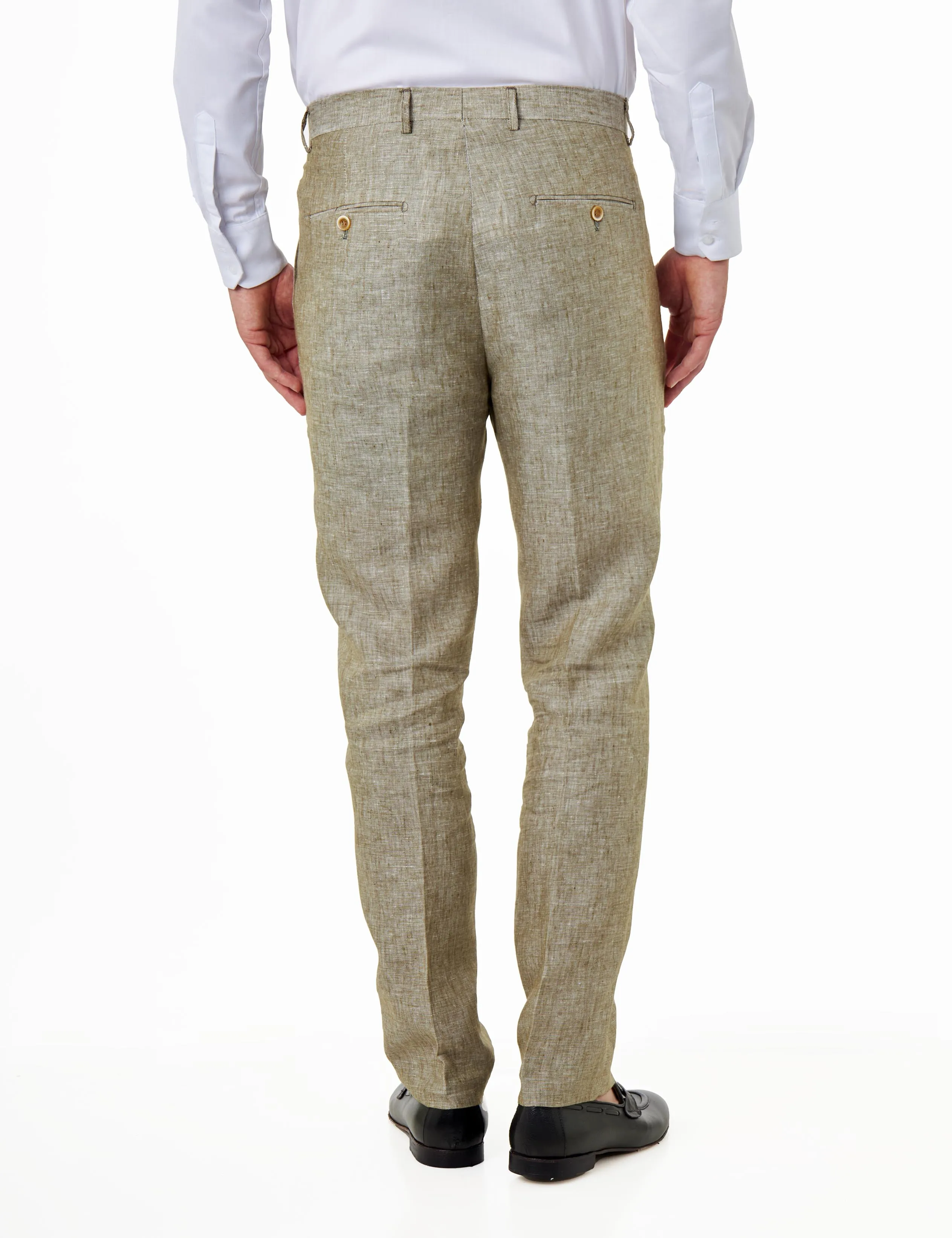 Tailored Fit Sage Green Linen Double Breasted Suit