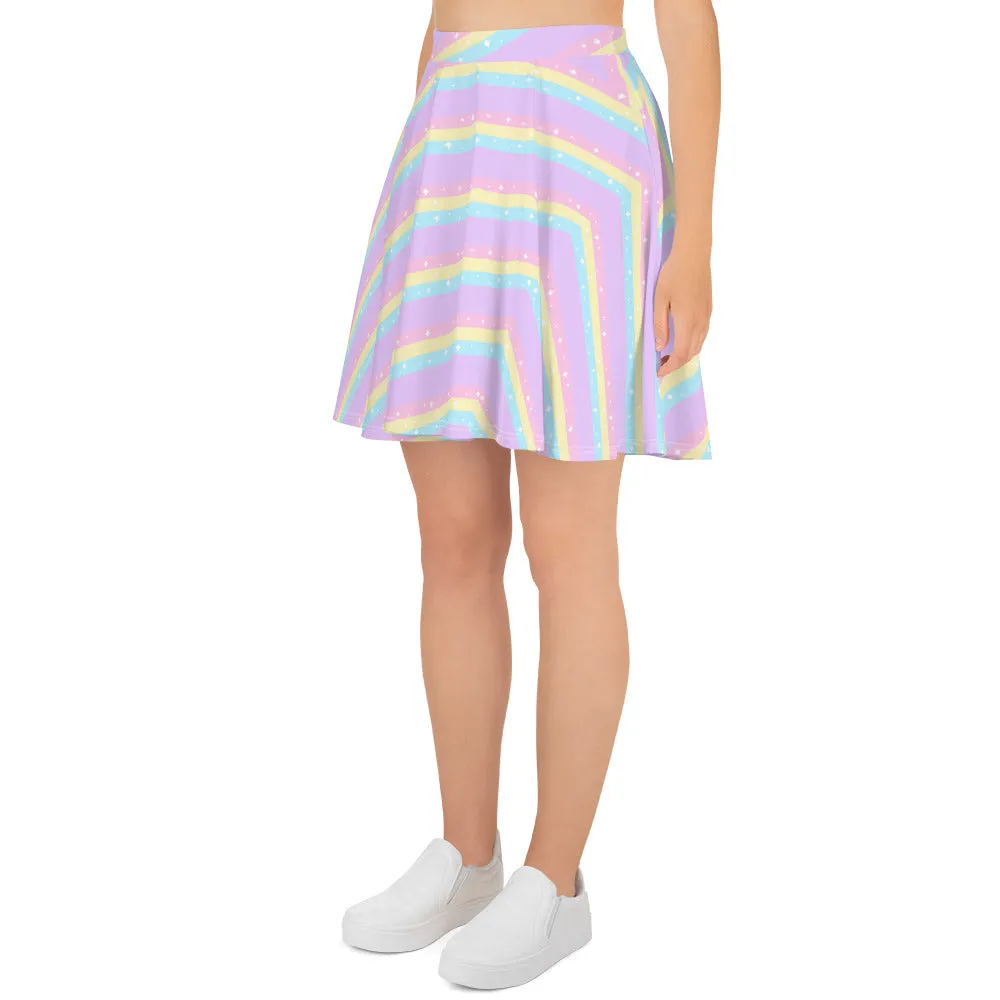 Teatime Fantasy Purple Rainbow Skater Skirt