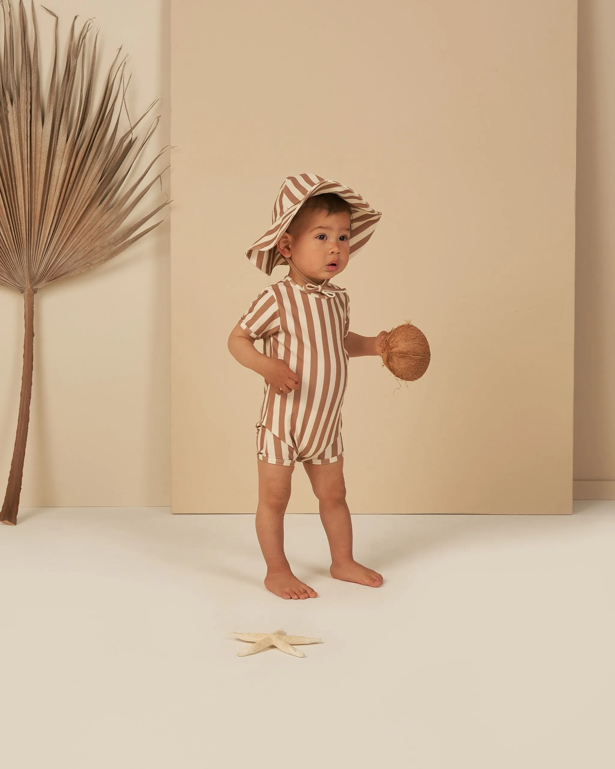 The Shorty One-Piece Swimsuit by Rylee   Cru - Clay Stripe - BABY