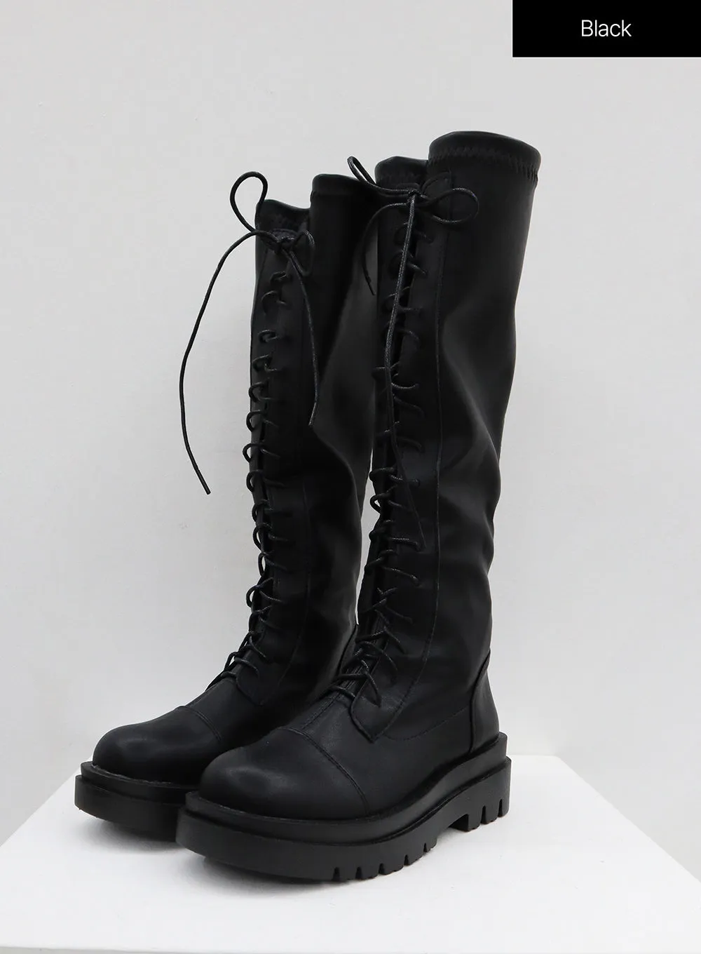 Thick Platform Lace-Up High Boots BO25